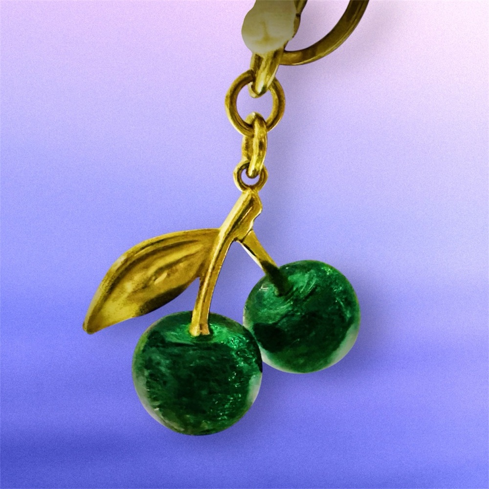 Rare Gold and Green Cherry Keychain